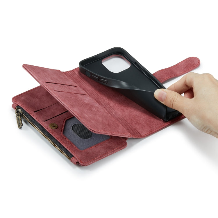 For iPhone 12 mini CaseMe-C30 PU + TPU Multifunctional Horizontal Flip Leather Case with Holder & Card Slot & Wallet & Zipper Pocket (Red) - iPhone 12 mini Cases by CaseMe | Online Shopping South Africa | PMC Jewellery | Buy Now Pay Later Mobicred