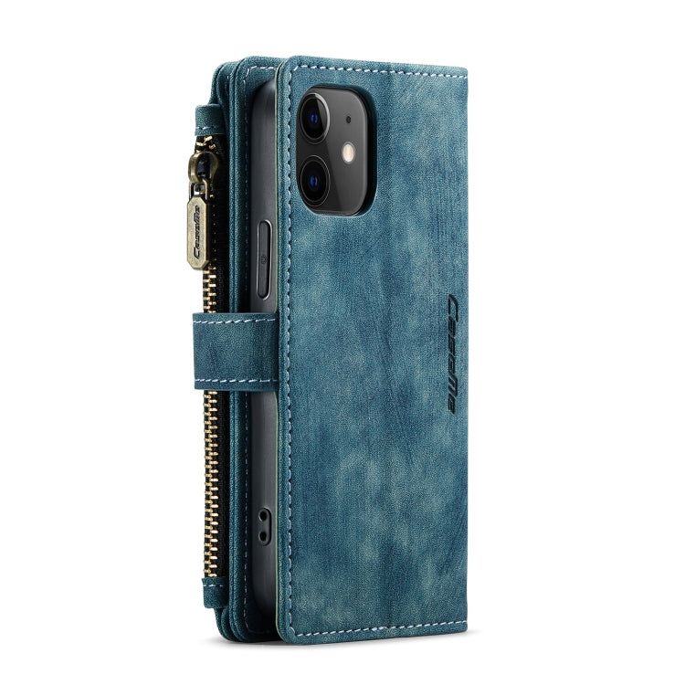 For iPhone 12 mini CaseMe-C30 PU + TPU Multifunctional Horizontal Flip Leather Case with Holder & Card Slot & Wallet & Zipper Pocket (Blue) - iPhone 12 mini Cases by CaseMe | Online Shopping South Africa | PMC Jewellery | Buy Now Pay Later Mobicred
