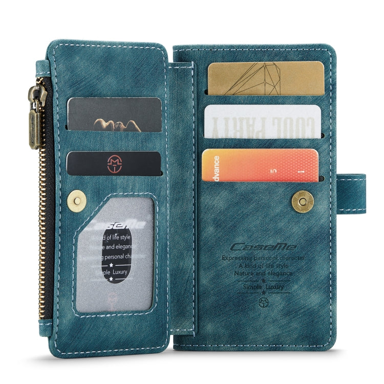 For iPhone 12 mini CaseMe-C30 PU + TPU Multifunctional Horizontal Flip Leather Case with Holder & Card Slot & Wallet & Zipper Pocket (Blue) - iPhone 12 mini Cases by CaseMe | Online Shopping South Africa | PMC Jewellery | Buy Now Pay Later Mobicred