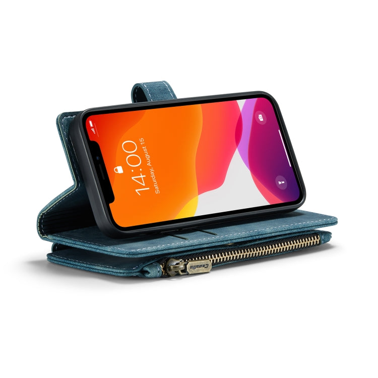 For iPhone 12 mini CaseMe-C30 PU + TPU Multifunctional Horizontal Flip Leather Case with Holder & Card Slot & Wallet & Zipper Pocket (Blue) - iPhone 12 mini Cases by CaseMe | Online Shopping South Africa | PMC Jewellery | Buy Now Pay Later Mobicred