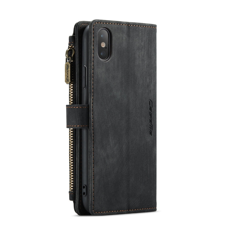 For iPhone X / XS CaseMe-C30 PU + TPU Multifunctional Horizontal Flip Leather Case with Holder & Card Slot & Wallet & Zipper Pocket(Black) - More iPhone Cases by CaseMe | Online Shopping South Africa | PMC Jewellery | Buy Now Pay Later Mobicred
