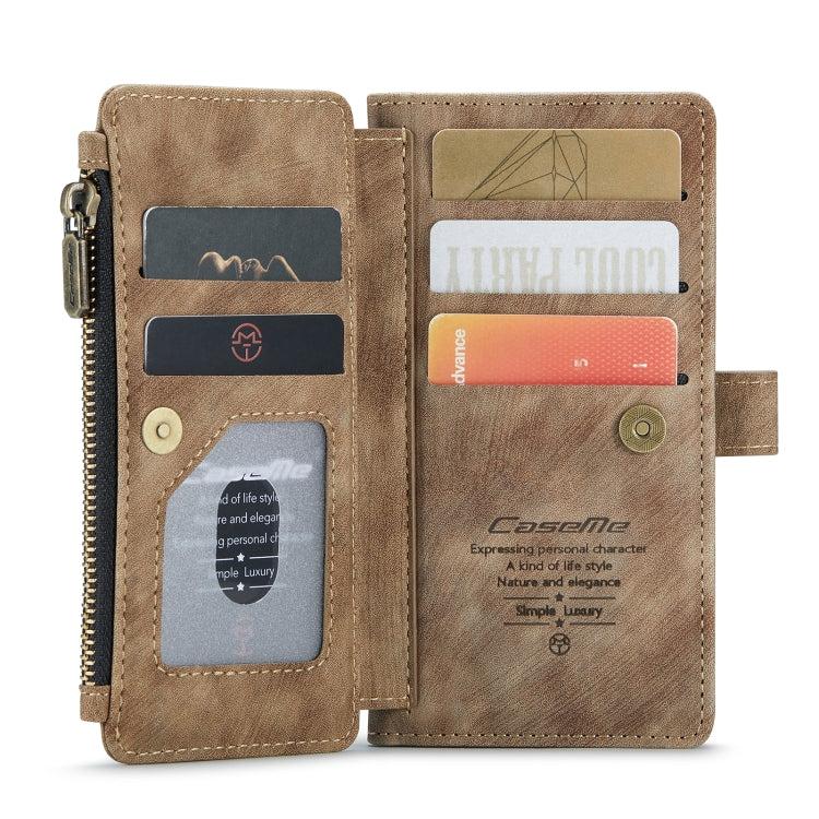 For iPhone X / XS CaseMe-C30 PU + TPU Multifunctional Horizontal Flip Leather Case with Holder & Card Slot & Wallet & Zipper Pocket(Brown) - More iPhone Cases by CaseMe | Online Shopping South Africa | PMC Jewellery | Buy Now Pay Later Mobicred