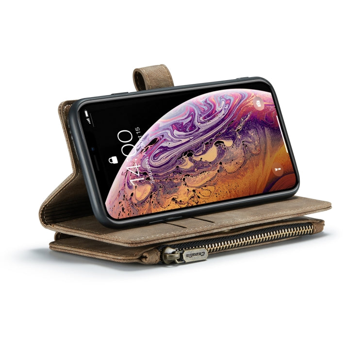 For iPhone X / XS CaseMe-C30 PU + TPU Multifunctional Horizontal Flip Leather Case with Holder & Card Slot & Wallet & Zipper Pocket(Brown) - More iPhone Cases by CaseMe | Online Shopping South Africa | PMC Jewellery | Buy Now Pay Later Mobicred