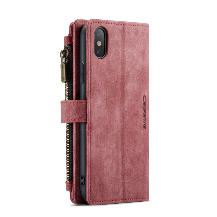For iPhone X / XS CaseMe-C30 PU + TPU Multifunctional Horizontal Flip Leather Case with Holder & Card Slot & Wallet & Zipper Pocket(Red) - More iPhone Cases by CaseMe | Online Shopping South Africa | PMC Jewellery | Buy Now Pay Later Mobicred