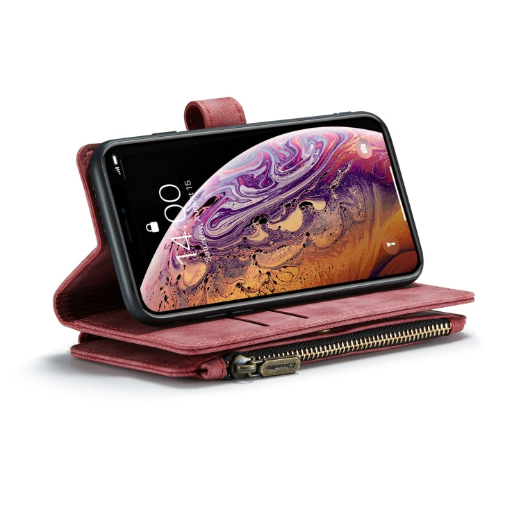 For iPhone X / XS CaseMe-C30 PU + TPU Multifunctional Horizontal Flip Leather Case with Holder & Card Slot & Wallet & Zipper Pocket(Red) - More iPhone Cases by CaseMe | Online Shopping South Africa | PMC Jewellery | Buy Now Pay Later Mobicred