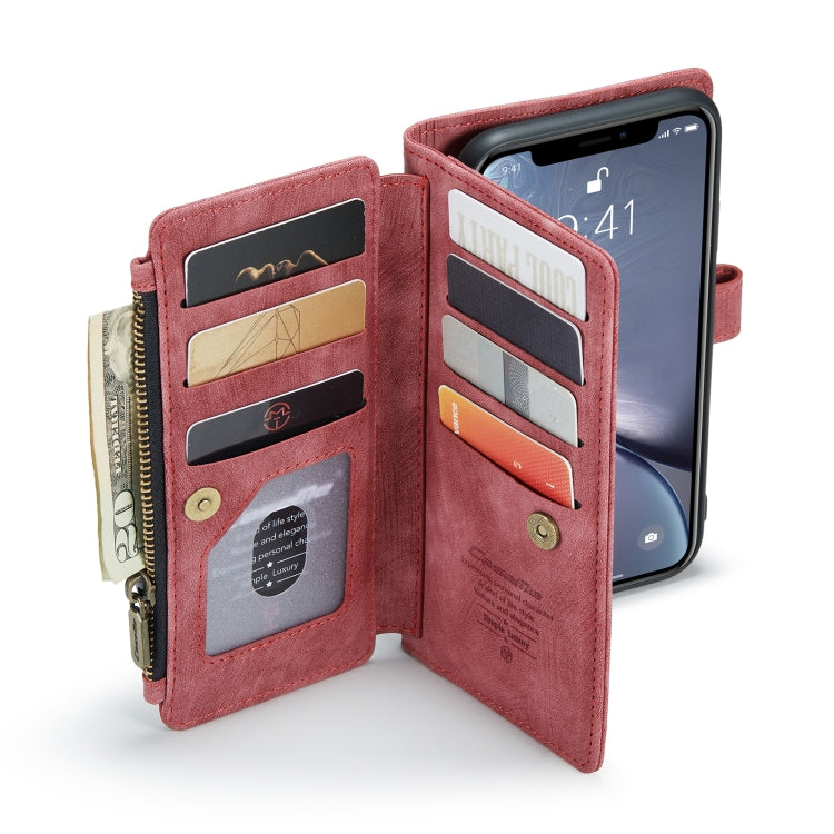 For iPhone XR CaseMe-C30 PU + TPU Multifunctional Horizontal Flip Leather Case with Holder & Card Slot & Wallet & Zipper Pocket(Red) - More iPhone Cases by CaseMe | Online Shopping South Africa | PMC Jewellery | Buy Now Pay Later Mobicred