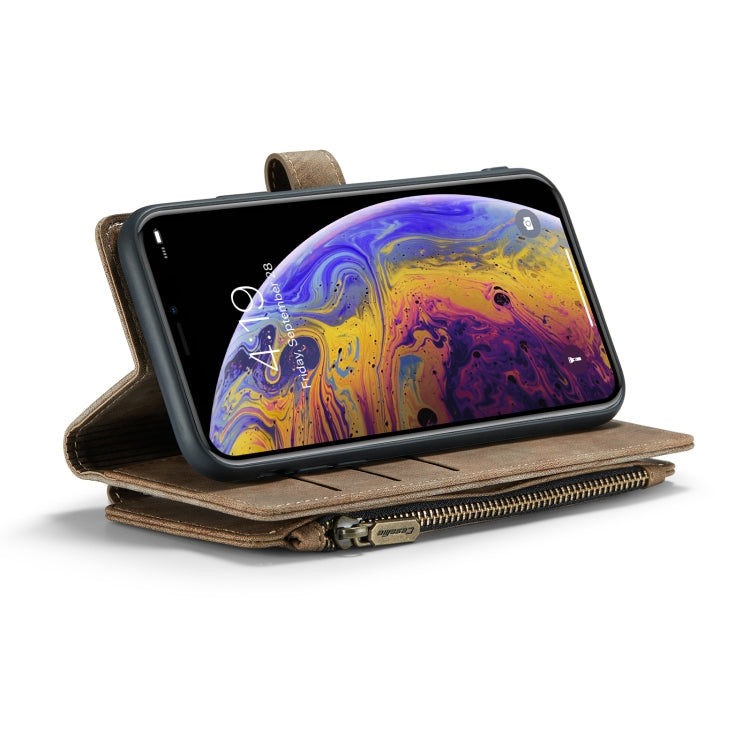 For iPhone XS Max CaseMe-C30 PU + TPU Multifunctional Horizontal Flip Leather Case with Holder & Card Slot & Wallet & Zipper Pocket(Brown) - More iPhone Cases by CaseMe | Online Shopping South Africa | PMC Jewellery | Buy Now Pay Later Mobicred