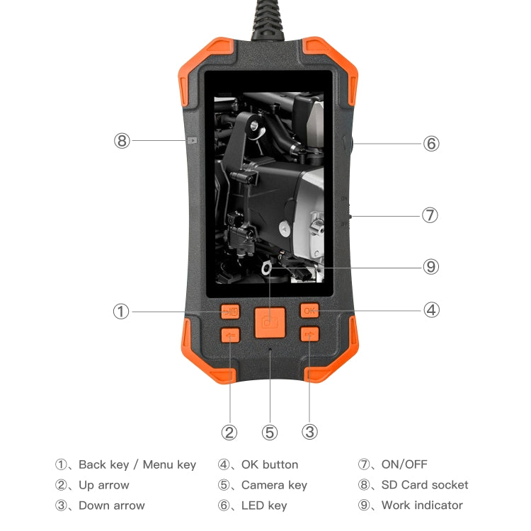 T20 4.3 inch IPS Color Screen 7.9mm Dual Cameras Waterproof Hard Cable Digital Endoscope, Length:2m(Black Orange) - free shipping - PMC TechLife - Order now!