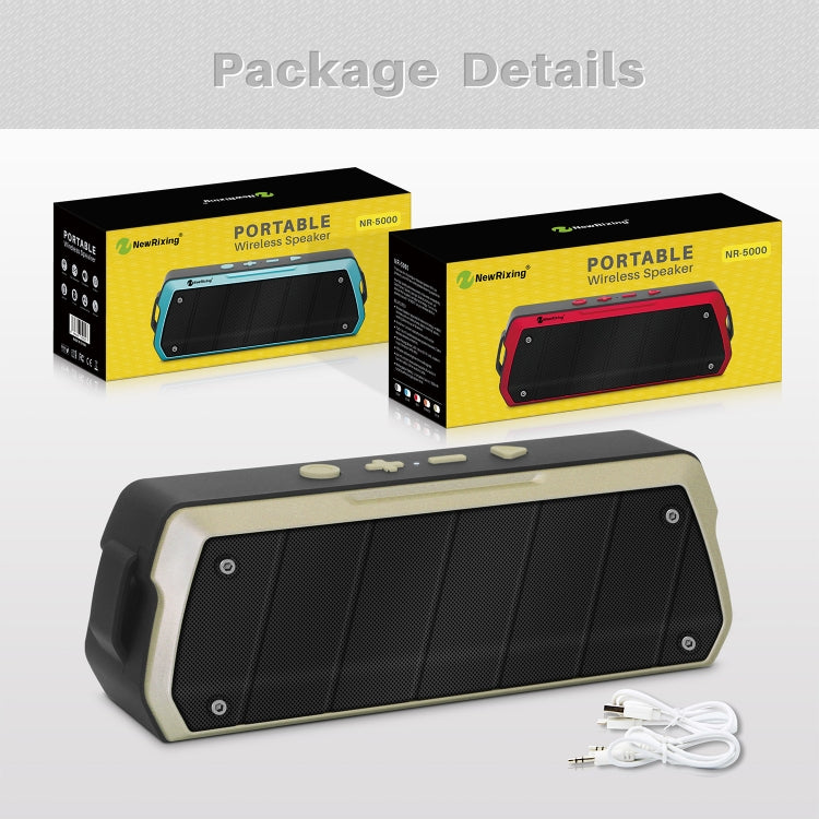 NewRixing NR-5000 IPX5 High Fidelity Bluetooth Speaker, Support Hands-free Call / TF Card / FM / U Disk(Orange) - free shipping - PMC Jewellery - Order now!