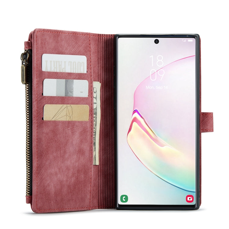 For Samsung Galaxy Note10+ CaseMe-C30 PU + TPU Multifunctional Horizontal Flip Leather Case with Holder & Card Slot & Wallet & Zipper Pocket(Red) - Galaxy Phone Cases by CaseMe | Online Shopping South Africa | PMC Jewellery | Buy Now Pay Later Mobicred
