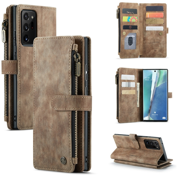 For Samsung Galaxy Note20 Ultra CaseMe-C30 PU + TPU Multifunctional Horizontal Flip Leather Case with Holder & Card Slot & Wallet & Zipper Pocket(Brown) - free shipping - PMC Jewellery - Order now!