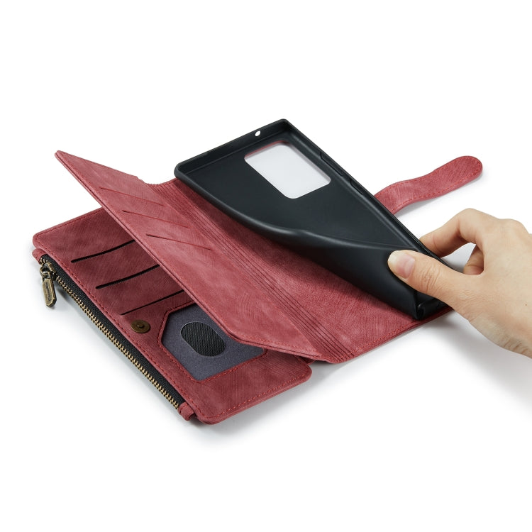 For Samsung Galaxy Note20 Ultra CaseMe-C30 PU + TPU Multifunctional Horizontal Flip Leather Case with Holder & Card Slot & Wallet & Zipper Pocket(Red) - free shipping - PMC Jewellery - Order now!