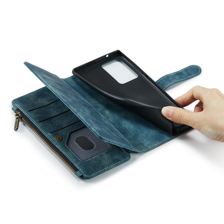 For Samsung Galaxy Note20 Ultra CaseMe-C30 PU + TPU Multifunctional Horizontal Flip Leather Case with Holder & Card Slot & Wallet & Zipper Pocket(Blue) - free shipping - PMC Jewellery - Order now!