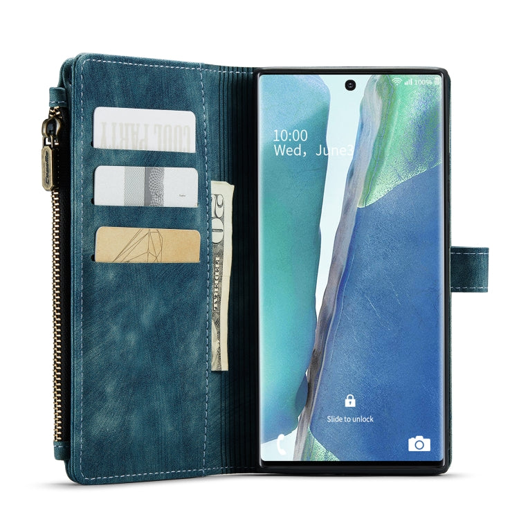 For Samsung Galaxy Note20 Ultra CaseMe-C30 PU + TPU Multifunctional Horizontal Flip Leather Case with Holder & Card Slot & Wallet & Zipper Pocket(Blue) - free shipping - PMC Jewellery - Order now!