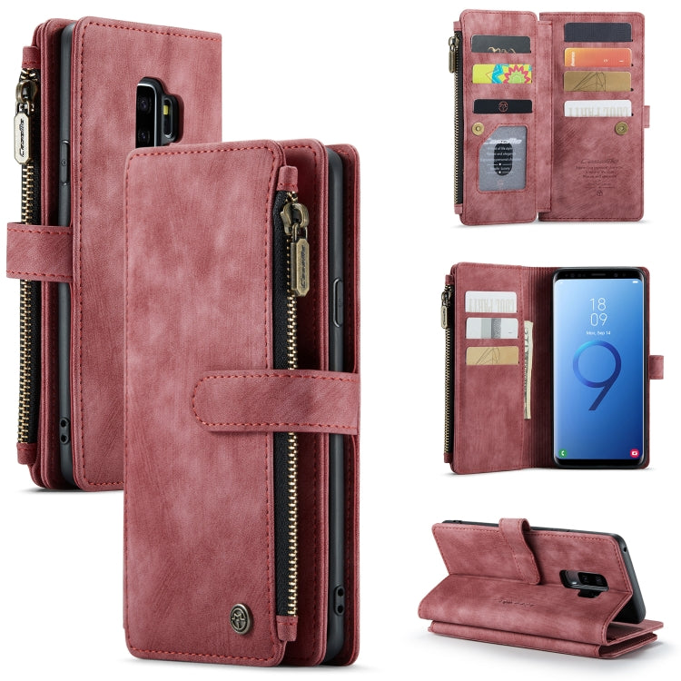 For Samsung Galaxy S9+ CaseMe-C30 PU + TPU Multifunctional Horizontal Flip Leather Case with Holder & Card Slot & Wallet & Zipper Pocket(Red) - free shipping - PMC Jewellery - Order now!