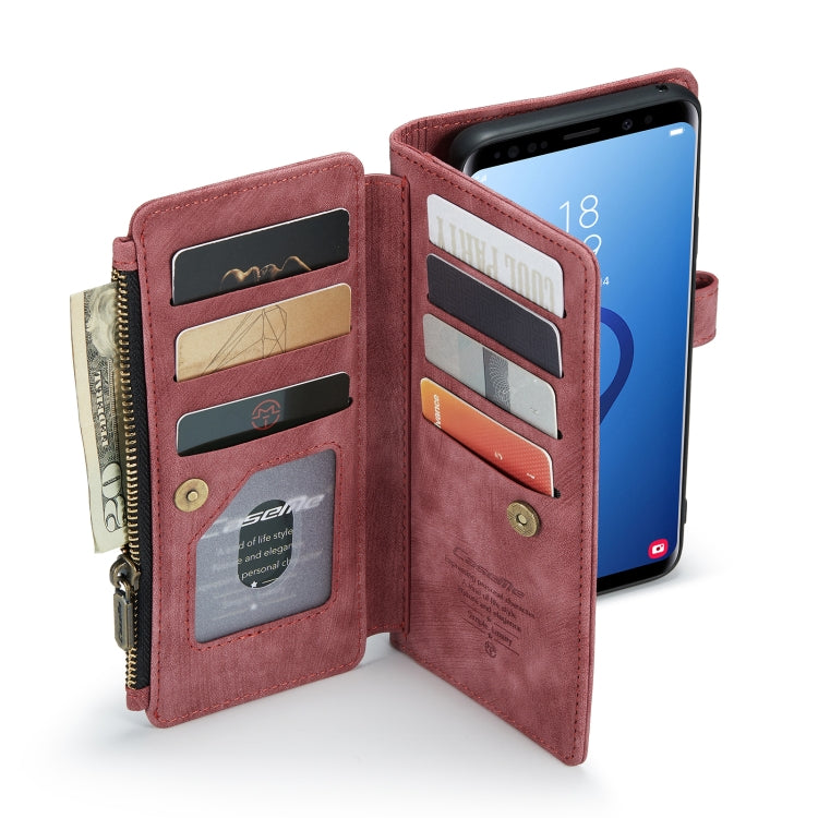 For Samsung Galaxy S9+ CaseMe-C30 PU + TPU Multifunctional Horizontal Flip Leather Case with Holder & Card Slot & Wallet & Zipper Pocket(Red) - free shipping - PMC Jewellery - Order now!