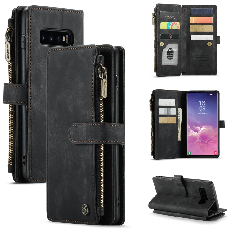 For Samsung Galaxy S10 CaseMe-C30 PU + TPU Multifunctional Horizontal Flip Leather Case with Holder & Card Slot & Wallet & Zipper Pocket(Black) - free shipping - PMC Jewellery - Order now!