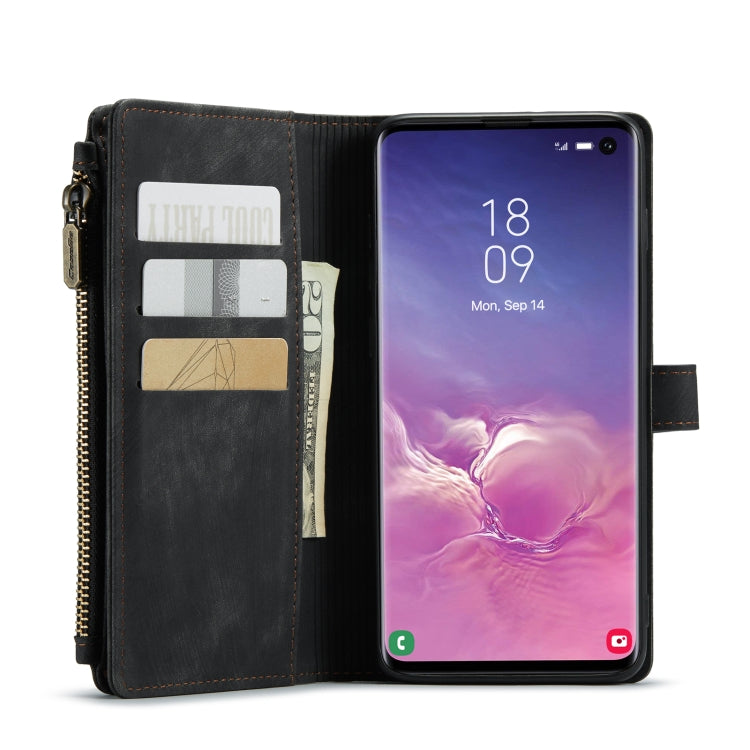 For Samsung Galaxy S10 CaseMe-C30 PU + TPU Multifunctional Horizontal Flip Leather Case with Holder & Card Slot & Wallet & Zipper Pocket(Black) - free shipping - PMC Jewellery - Order now!