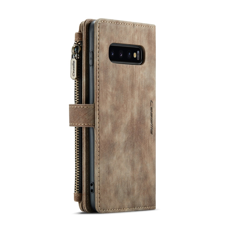 For Samsung Galaxy S10 CaseMe-C30 PU + TPU Multifunctional Horizontal Flip Leather Case with Holder & Card Slot & Wallet & Zipper Pocket(Brown) - free shipping - PMC Jewellery - Order now!
