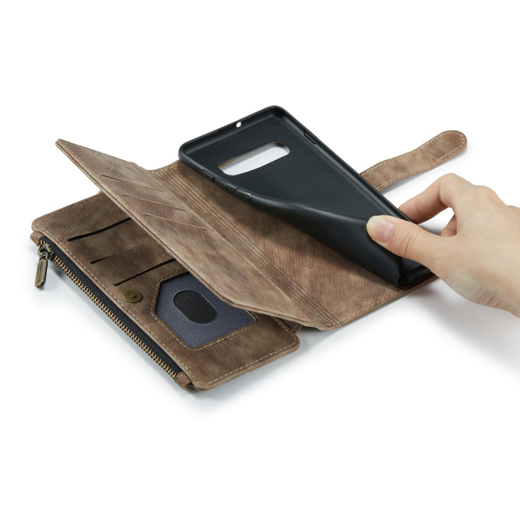 For Samsung Galaxy S10+ CaseMe-C30 PU + TPU Multifunctional Horizontal Flip Leather Case with Holder & Card Slot & Wallet & Zipper Pocket(Brown) - free shipping - PMC Jewellery - Order now!