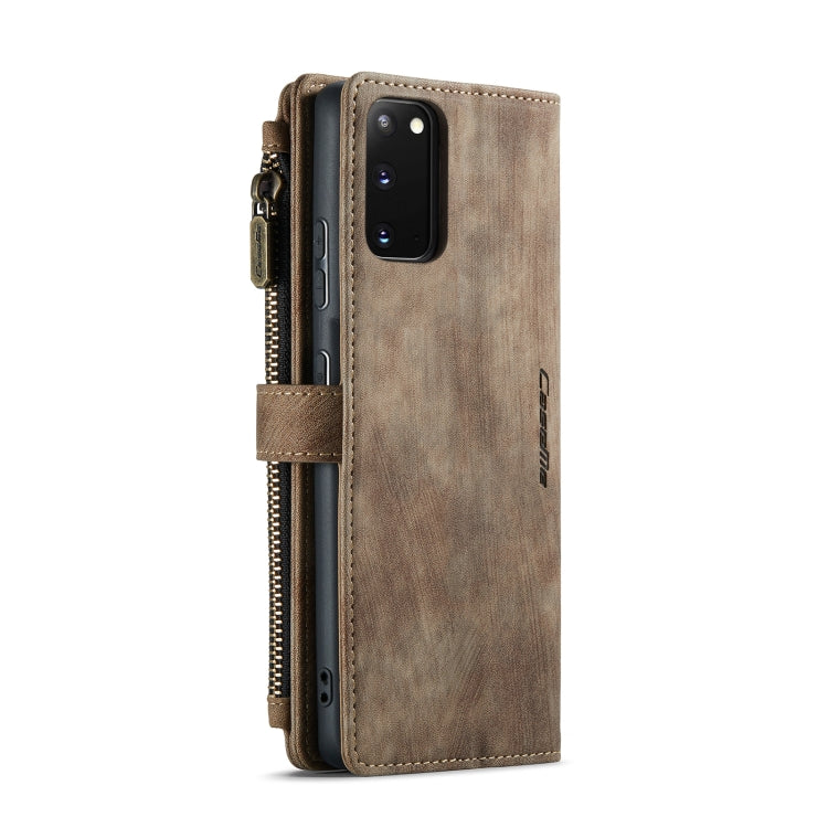 For Samsung Galaxy S20 5G CaseMe-C30 PU + TPU Multifunctional Horizontal Flip Leather Case with Holder & Card Slot & Wallet & Zipper Pocket(Brown) - free shipping - PMC Jewellery - Order now!