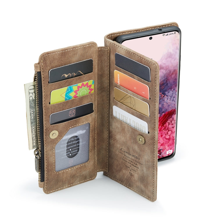 For Samsung Galaxy S20 5G CaseMe-C30 PU + TPU Multifunctional Horizontal Flip Leather Case with Holder & Card Slot & Wallet & Zipper Pocket(Brown) - free shipping - PMC Jewellery - Order now!