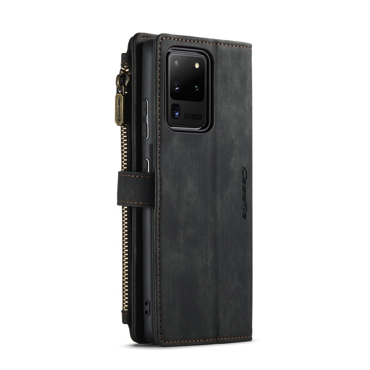 For Samsung Galaxy S20 Ultra 5G CaseMe-C30 PU + TPU Multifunctional Horizontal Flip Leather Case with Holder & Card Slot & Wallet & Zipper Pocket(Black) - free shipping - PMC Jewellery - Order now!