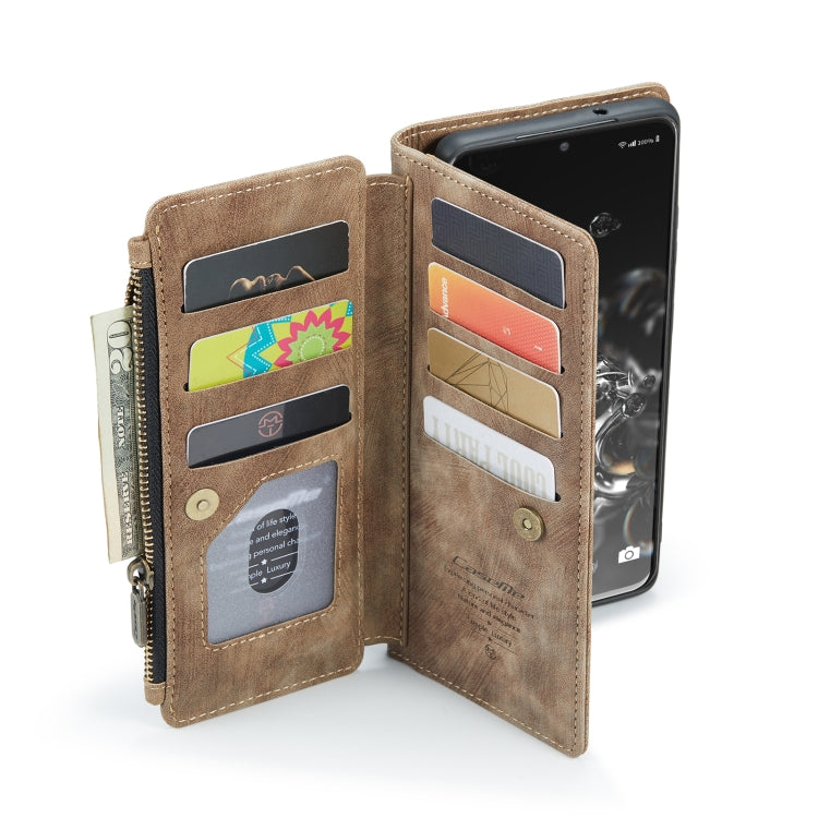 For Samsung Galaxy S20 Ultra 5G CaseMe-C30 PU + TPU Multifunctional Horizontal Flip Leather Case with Holder & Card Slot & Wallet & Zipper Pocket(Brown) - Galaxy Phone Cases by CaseMe | Online Shopping South Africa | PMC Jewellery | Buy Now Pay Later Mobicred