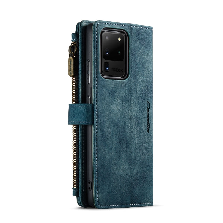 For Samsung Galaxy S20 Ultra 5G CaseMe-C30 PU + TPU Multifunctional Horizontal Flip Leather Case with Holder & Card Slot & Wallet & Zipper Pocket(Blue) - free shipping - PMC Jewellery - Order now!