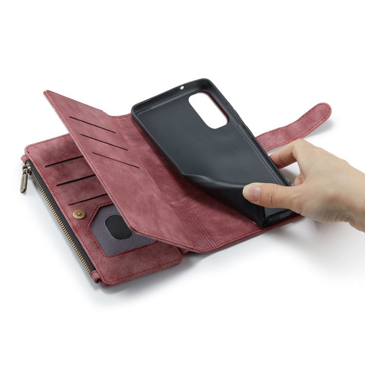 For Samsung Galaxy S20 FE CaseMe-C30 PU + TPU Multifunctional Horizontal Flip Leather Case with Holder & Card Slot & Wallet & Zipper Pocket(Red) - Galaxy S20 FE Cases by CaseMe | Online Shopping South Africa | PMC Jewellery | Buy Now Pay Later Mobicred