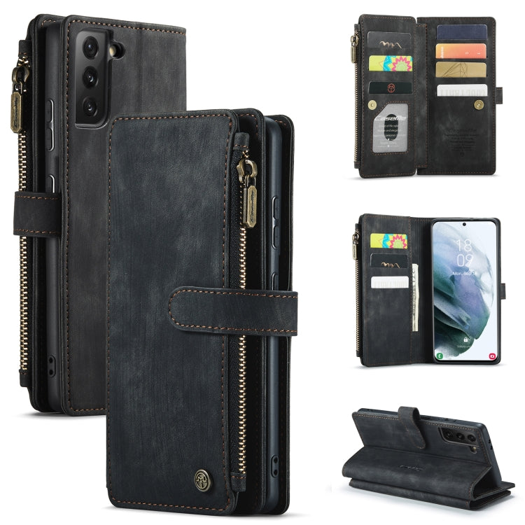 For Samsung Galaxy S21+ 5G CaseMe-C30 PU + TPU Multifunctional Horizontal Flip Leather Case with Holder & Card Slot & Wallet & Zipper Pocket(Black) - free shipping - PMC Jewellery - Order now!