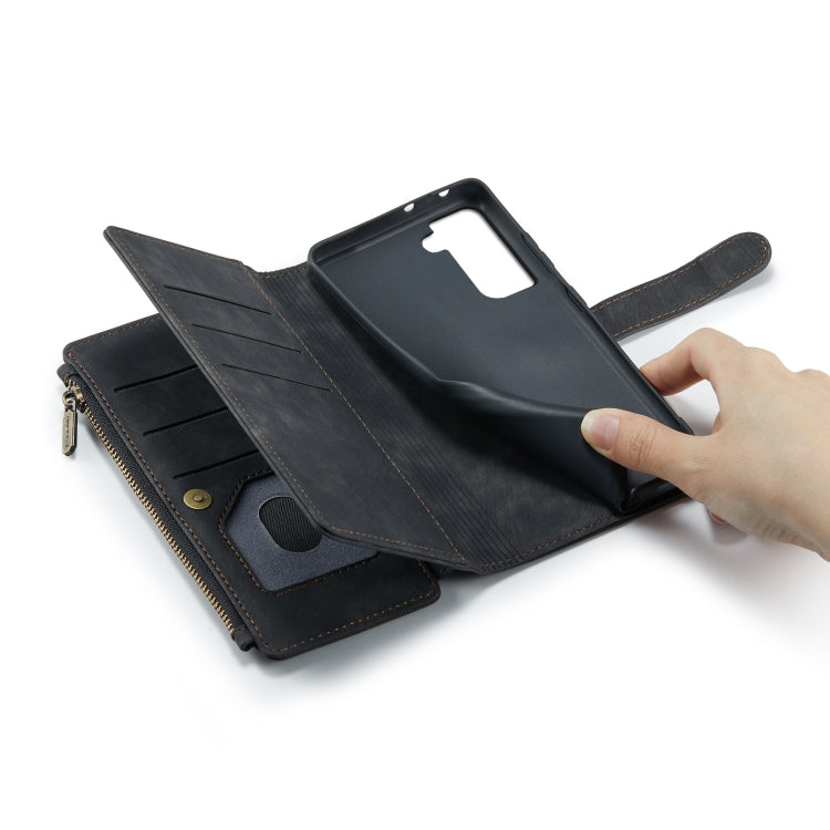 For Samsung Galaxy S21+ 5G CaseMe-C30 PU + TPU Multifunctional Horizontal Flip Leather Case with Holder & Card Slot & Wallet & Zipper Pocket(Black) - free shipping - PMC Jewellery - Order now!