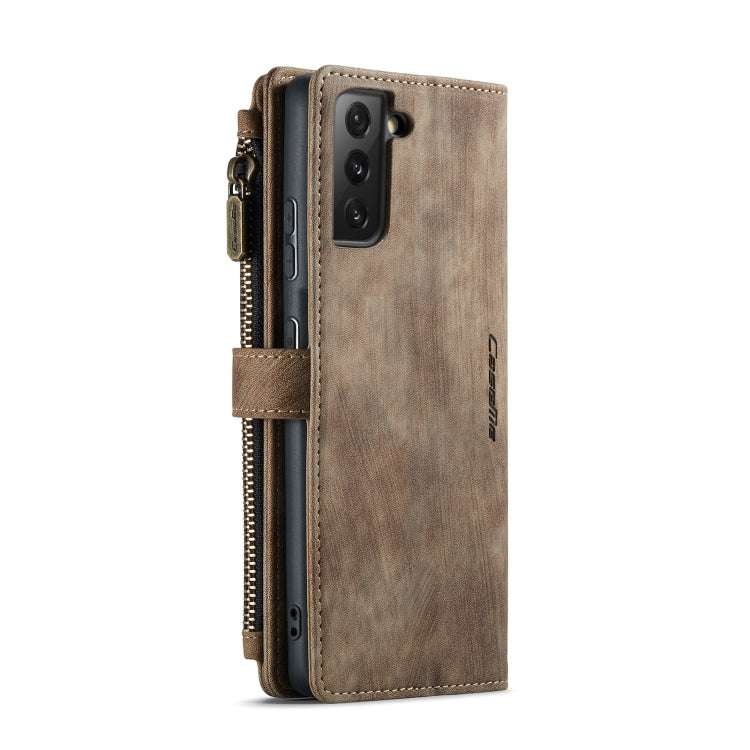 For Samsung Galaxy S21+ 5G CaseMe-C30 PU + TPU Multifunctional Horizontal Flip Leather Case with Holder & Card Slot & Wallet & Zipper Pocket(Brown) - free shipping - PMC Jewellery - Order now!