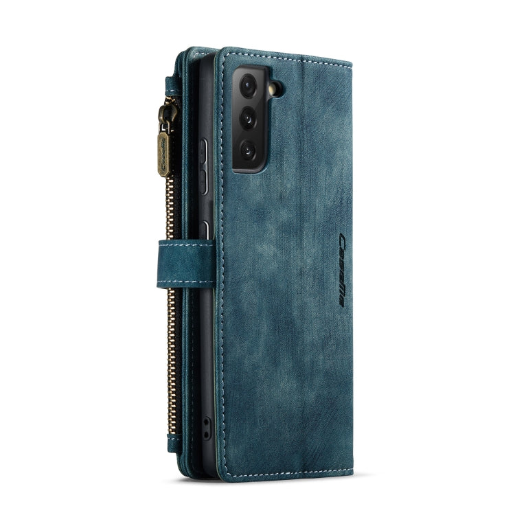 For Samsung Galaxy S21+ 5G CaseMe-C30 PU + TPU Multifunctional Horizontal Flip Leather Case with Holder & Card Slot & Wallet & Zipper Pocket(Blue) - free shipping - PMC Jewellery - Order now!
