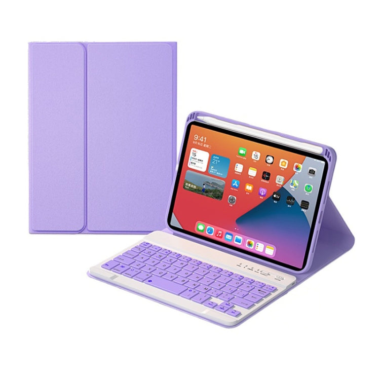 HK006 Square Keys Detachable Bluetooth Keyboard Leather Tablet Case with Holder for iPad mini 6(Light Purple) - For iPad mini by PMC TechLife | Online Shopping South Africa | PMC TechLife