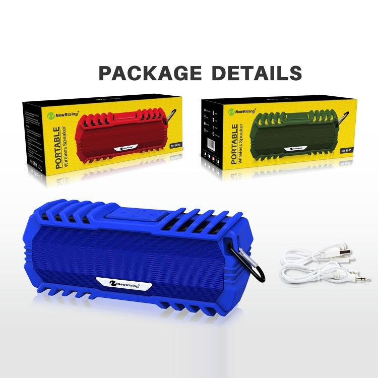 NewRixing NR-5015 Outdoor Portable Bluetooth Speakerr with Hook, Support Hands-free Call / TF Card / FM / U Disk(Blue) - free shipping - PMC Jewellery - Order now!