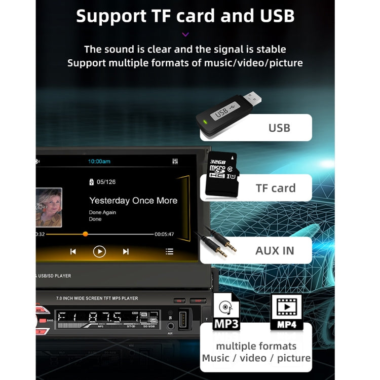 9601C HD 7 inch Universal Car Manually Retractable Screen MP5 Player with Carplay, Support FM & Bluetooth & TF Card - Car MP3 & MP4 & MP5 by PMC TechLife | Online Shopping South Africa | PMC TechLife | Buy Now Pay Later Mobicred