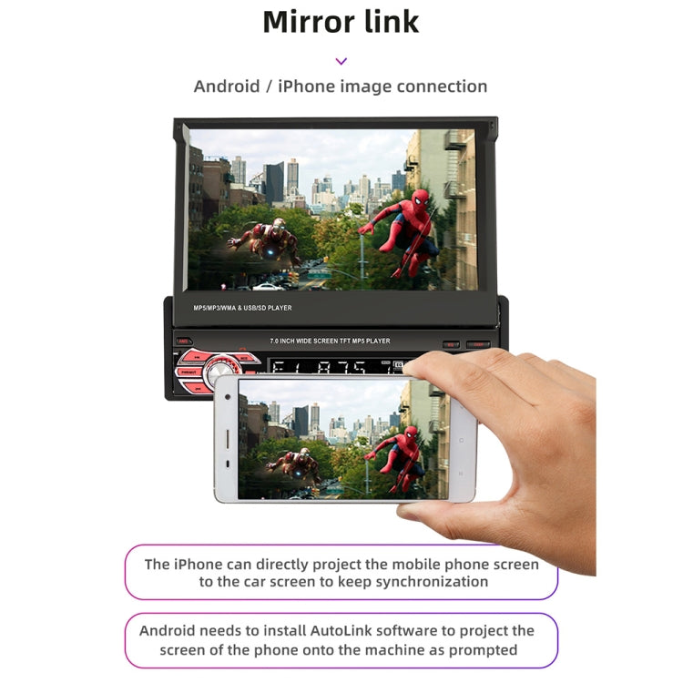 9601C HD 7 inch Universal Car Manually Retractable Screen MP5 Player with Carplay, Support FM & Bluetooth & TF Card - Car MP3 & MP4 & MP5 by PMC TechLife | Online Shopping South Africa | PMC TechLife | Buy Now Pay Later Mobicred