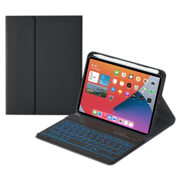 HK006D Square Keys Detachable Bluetooth Solid Color Keyboard Leather Tablet Case with Colorful Backlight & Holder for iPad mini 6(Black) - For iPad mini by PMC TechLife | Online Shopping South Africa | PMC TechLife | Buy Now Pay Later Mobicred