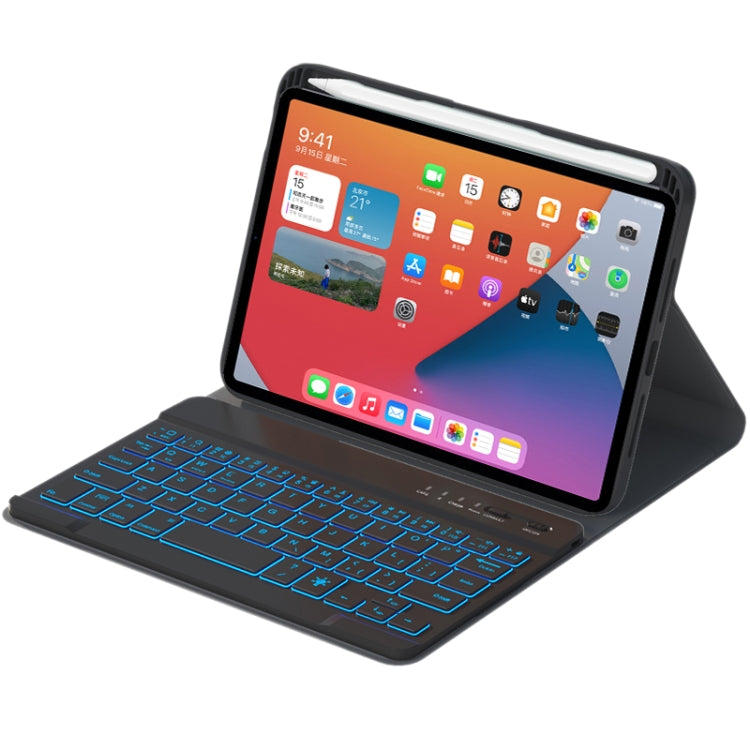 HK006D Square Keys Detachable Bluetooth Solid Color Keyboard Leather Tablet Case with Colorful Backlight & Holder for iPad mini 6(Black) - For iPad mini by PMC TechLife | Online Shopping South Africa | PMC TechLife | Buy Now Pay Later Mobicred