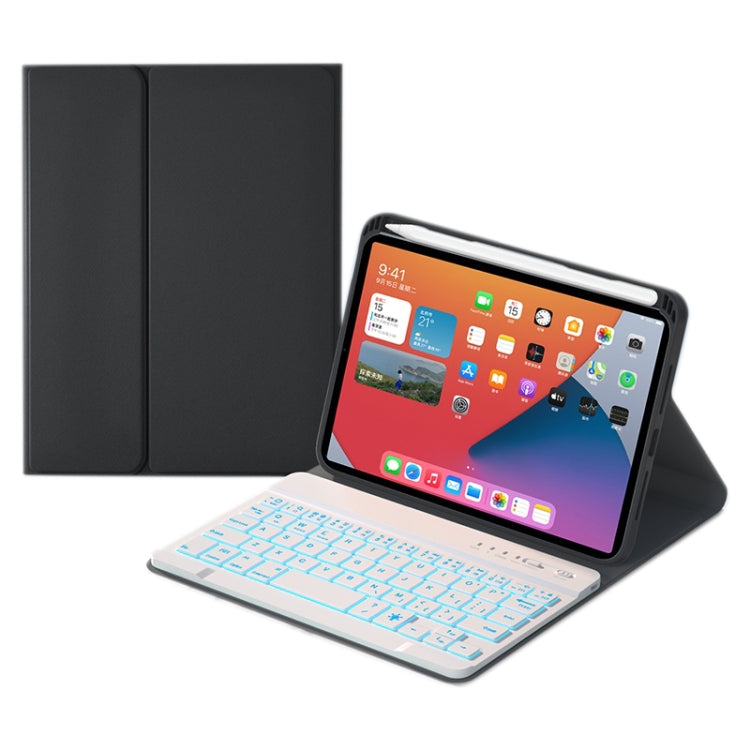 HK006D Square Keys Detachable Bluetooth Solid Color Keyboard Leather Tablet Case with Colorful Backlight & Holder for iPad mini 6(Black+White) - For iPad mini by PMC TechLife | Online Shopping South Africa | PMC TechLife
