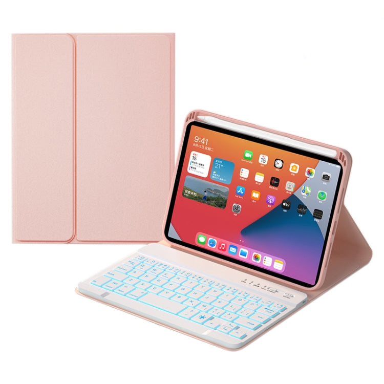 HK006D Square Keys Detachable Bluetooth Solid Color Keyboard Leather Tablet Case with Colorful Backlight & Holder for iPad mini 6(Pink) - For iPad mini by PMC TechLife | Online Shopping South Africa | PMC TechLife