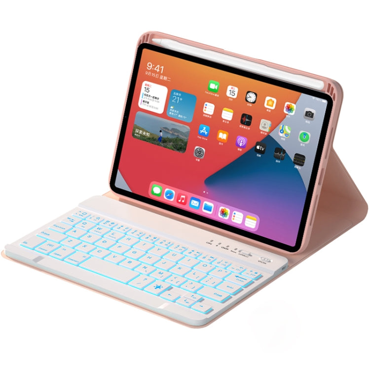 HK006D Square Keys Detachable Bluetooth Solid Color Keyboard Leather Tablet Case with Colorful Backlight & Holder for iPad mini 6(Pink) - For iPad mini by PMC TechLife | Online Shopping South Africa | PMC TechLife