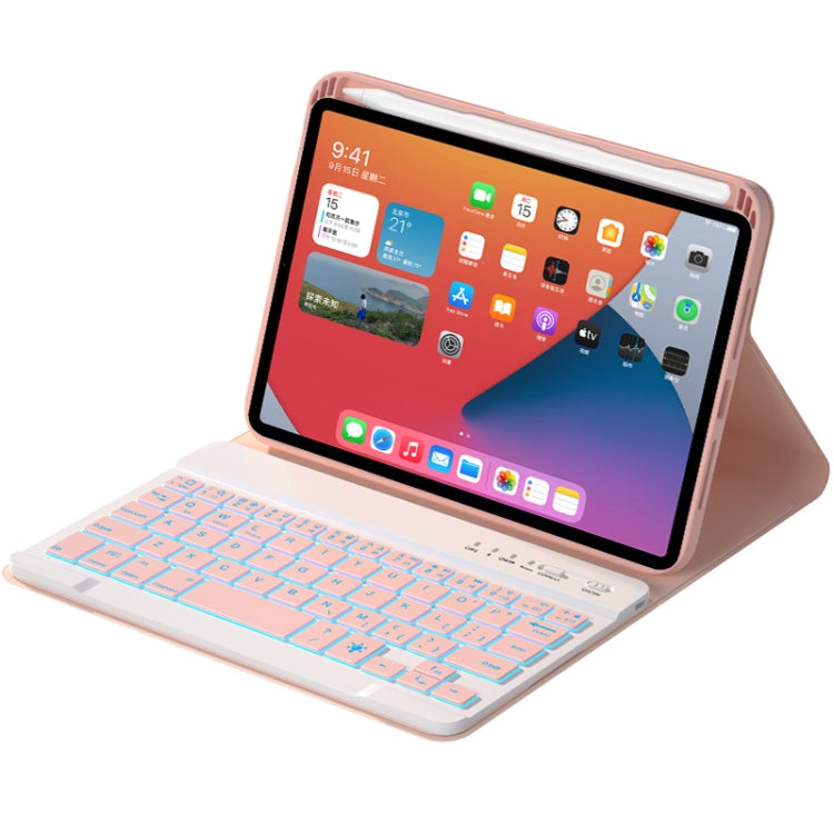 HK006D Square Keys Detachable Bluetooth Candy Color Keyboard Leather Tablet Case with Colorful Backlight & Holder for iPad mini 6(Pink) - For iPad mini by PMC TechLife | Online Shopping South Africa | PMC TechLife
