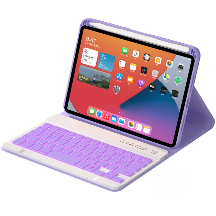 HK006D Square Keys Detachable Bluetooth Candy Color Keyboard Leather Tablet Case with Colorful Backlight & Holder for iPad mini 6(Light Purple) - For iPad mini by PMC TechLife | Online Shopping South Africa | PMC TechLife