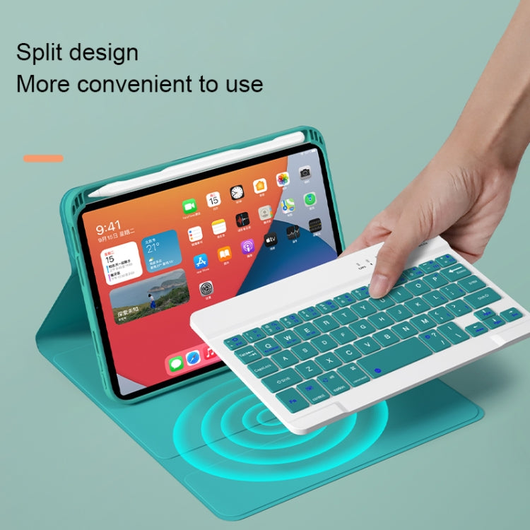 HK006D Square Keys Detachable Bluetooth Candy Color Keyboard Leather Tablet Case with Colorful Backlight & Holder for iPad mini 6(Dark Green) - For iPad mini by PMC TechLife | Online Shopping South Africa | PMC TechLife