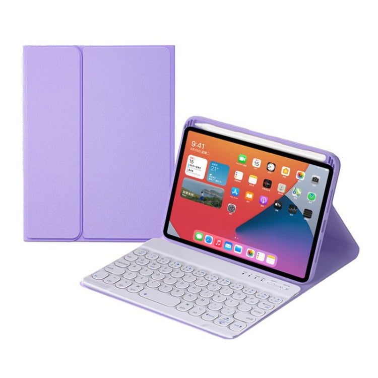 HY006 Round Keys Detachable Bluetooth Keyboard Leather Tablet Case with Holder for iPad mini 6(Light Purple) - For iPad mini by PMC TechLife | Online Shopping South Africa | PMC TechLife