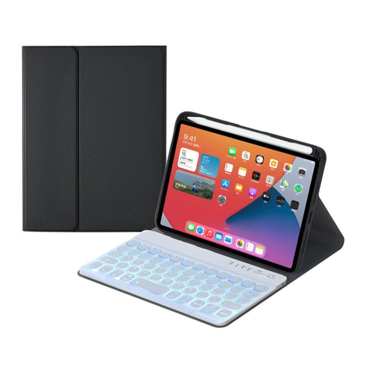 HY006D Round Keys Detachable Bluetooth Keyboard Leather Tablet Case with Colorful Backlight & Holder for iPad mini 6(Black) - For iPad mini by PMC TechLife | Online Shopping South Africa | PMC TechLife