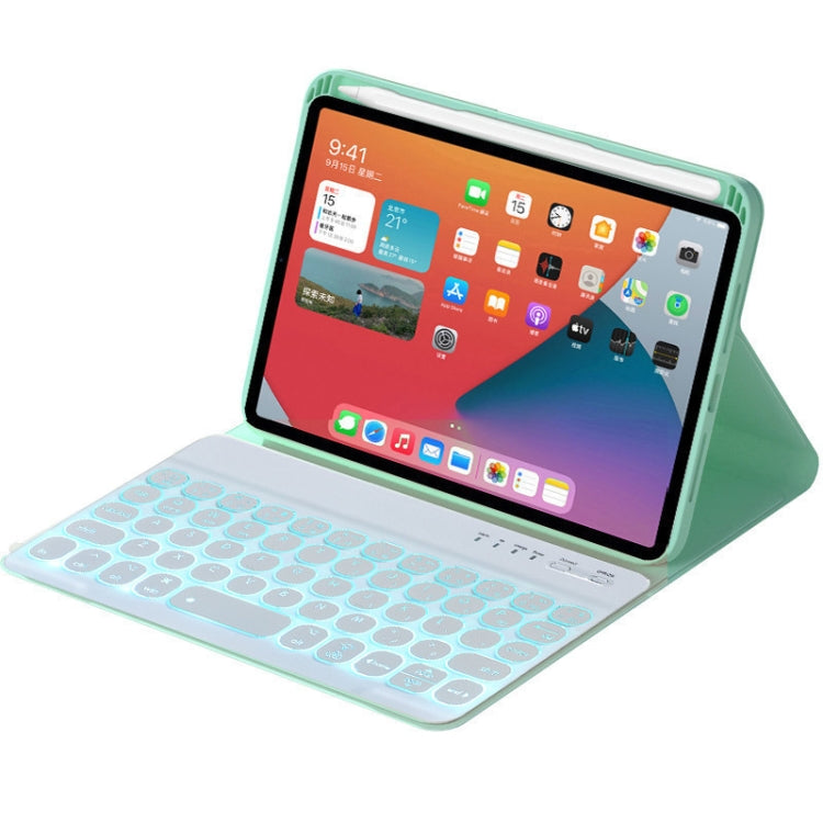 HY006D Round Keys Detachable Bluetooth Keyboard Leather Tablet Case with Colorful Backlight & Holder for iPad mini 6(Mint Green) - For iPad mini by PMC TechLife | Online Shopping South Africa | PMC TechLife