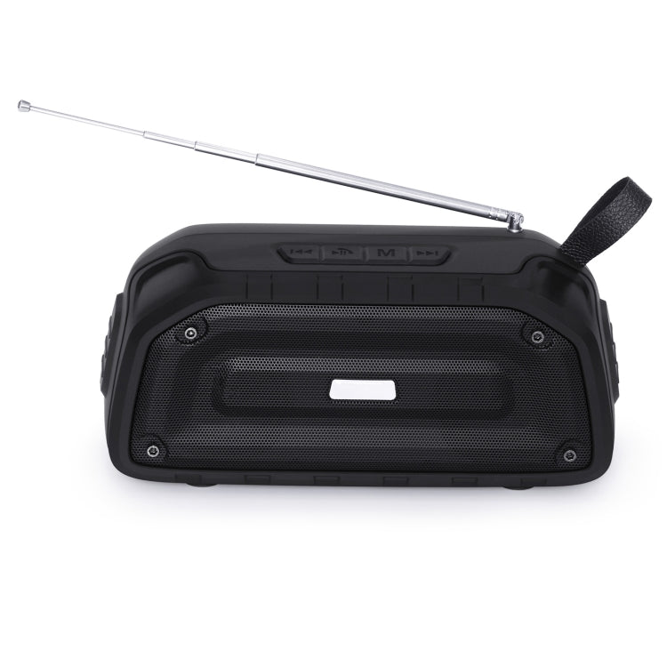 New Rixing NR-906FM TWS Waterproof Bluetooth Speaker Support Hands-free Call / FM with Handle & Antenna(Black) - free shipping - PMC Jewellery - Order now!